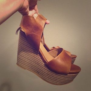 Brand new camel colored wedges